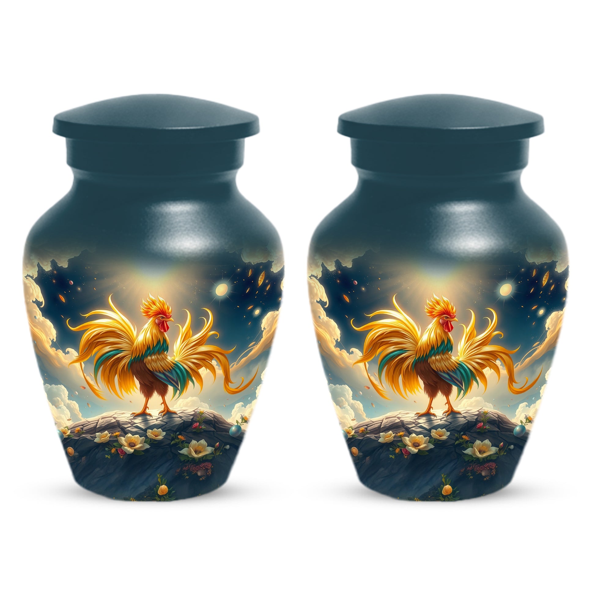Rooster Memorial Urn for Ashes - Personalized Cremation Keepsake for Dad | Chicken Funeral Urns for Father