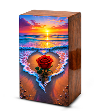 Rose Beach Urn For Human Ashes - Flower Ocean Sunset Urns For Male and Female