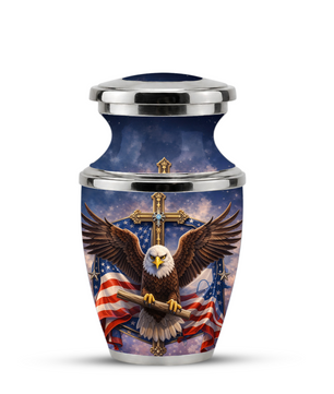 Eagle American Flag Cremation Urn for Dad, Patriotic Memorial Urn for Father, Military Keepsake