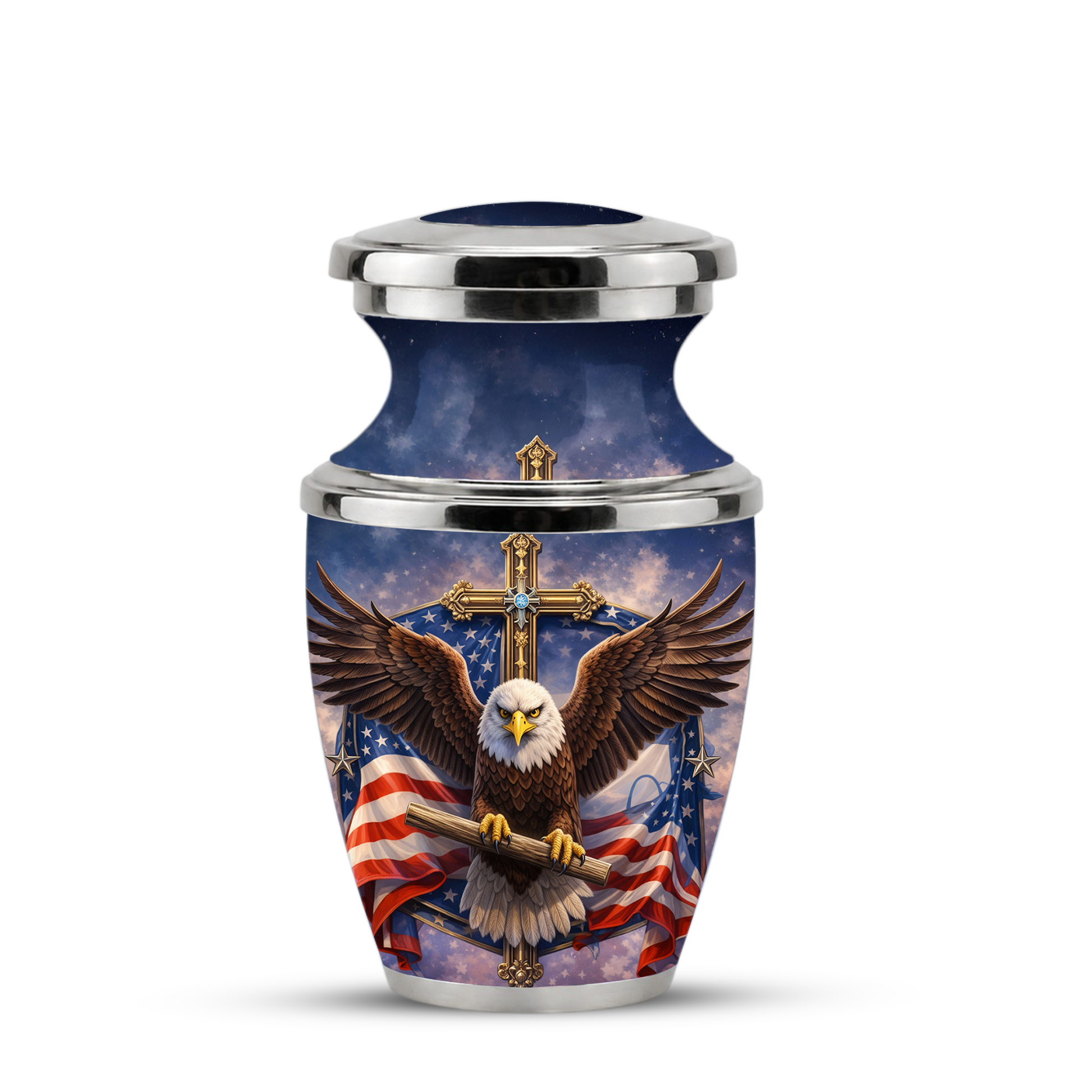 Eagle American Flag Cremation Urn for Dad, Patriotic Memorial Urn for Father, Military Keepsake