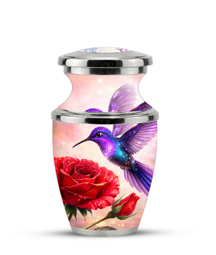 Rose Hummingbird Cremation Urn for Human Ashes, Personalized Memorial Urn for Adults