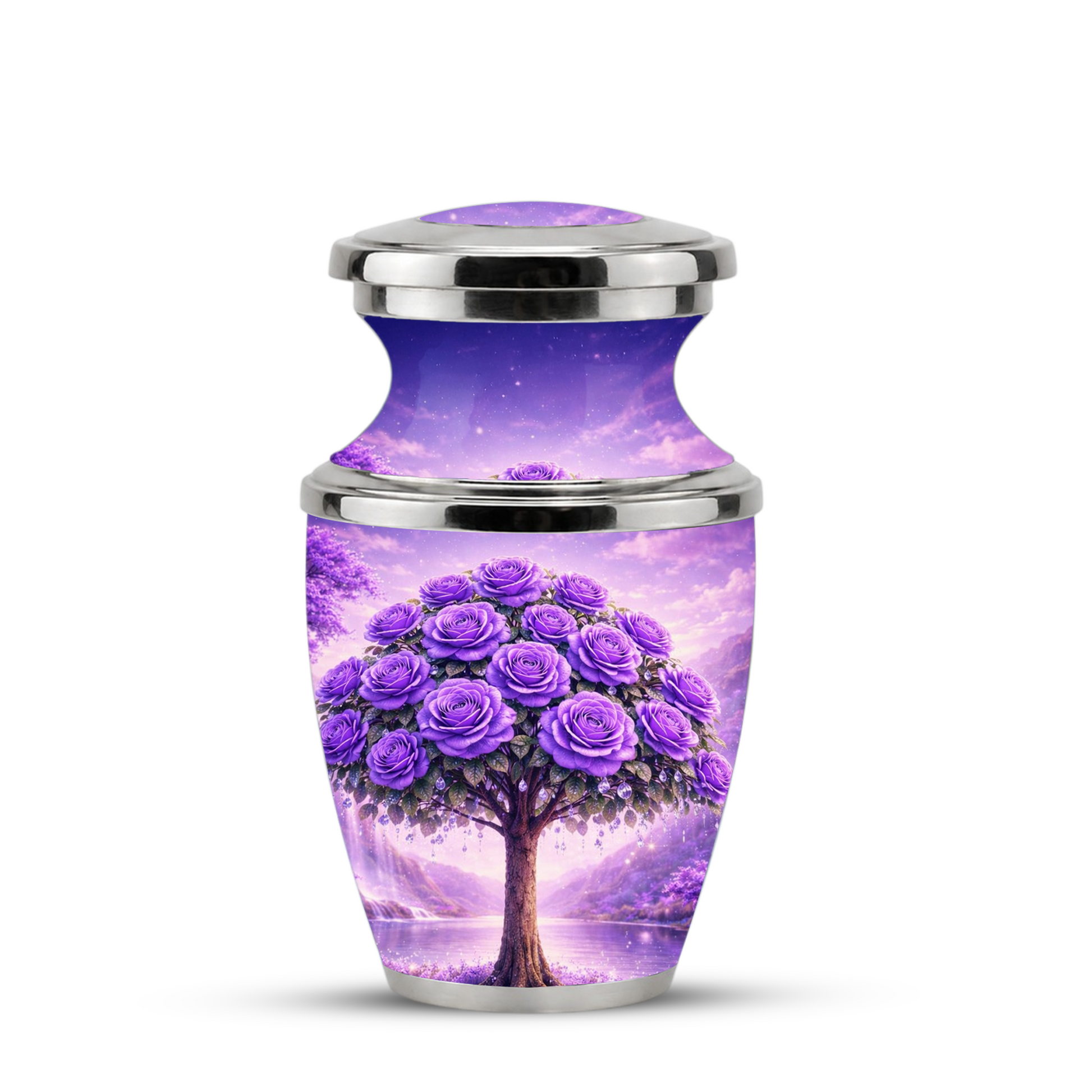Purple Rose Cremation Urn for Mom, Lavender Rose Memorial Urn, Mother Keepsake for Ashes