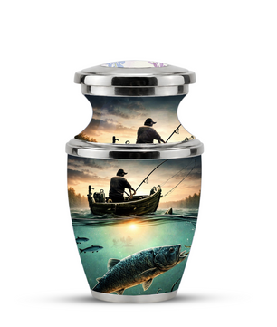 Fishing Cremation Urn for Dad, Personalized Fisherman Memorial Urn for Male Ashes