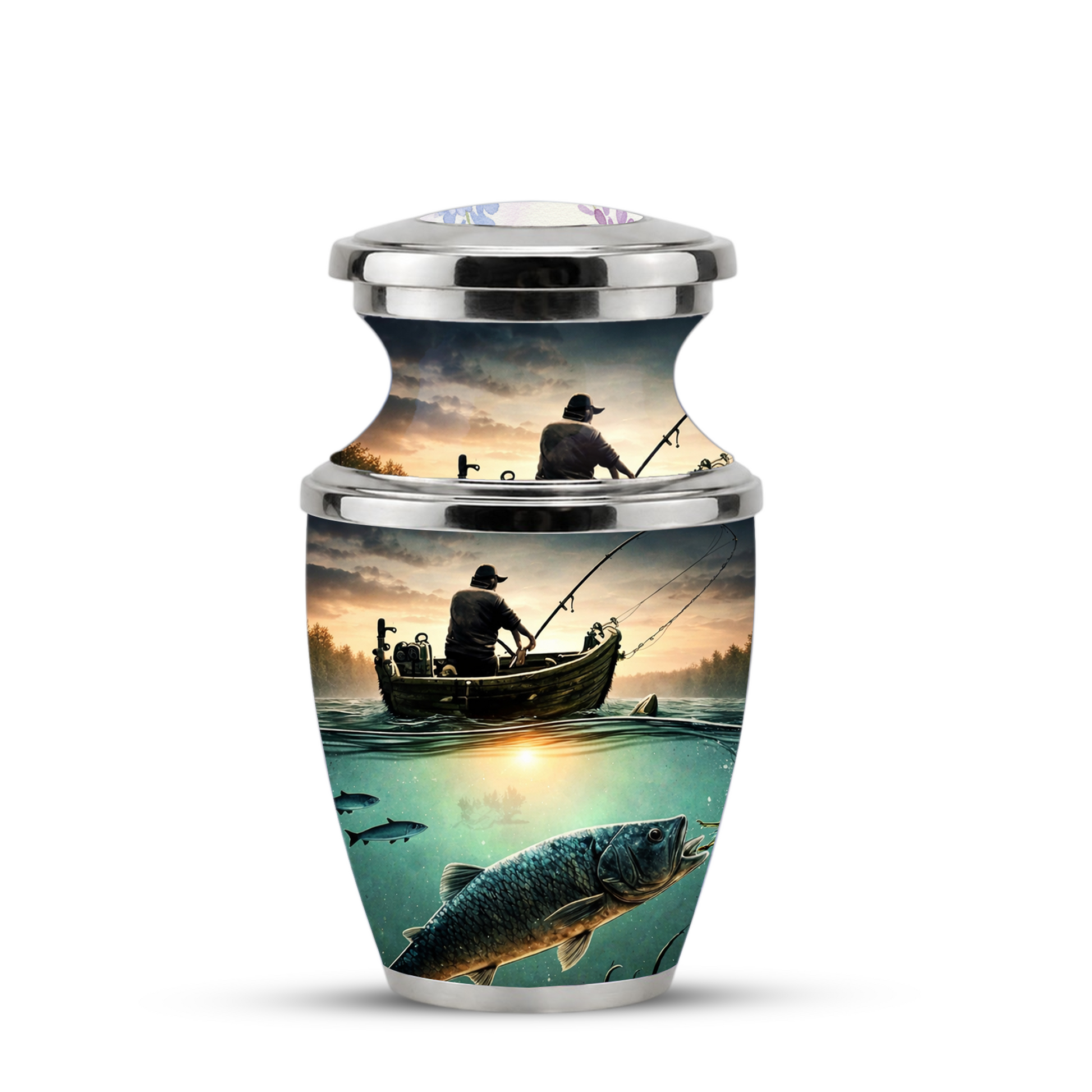 Fishing Cremation Urn for Dad, Personalized Fisherman Memorial Urn for Male Ashes