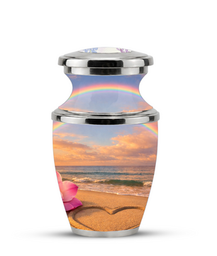 Rose Beach Heart Cremation Urn for Human Ashes, Personalized Rainbow Urns