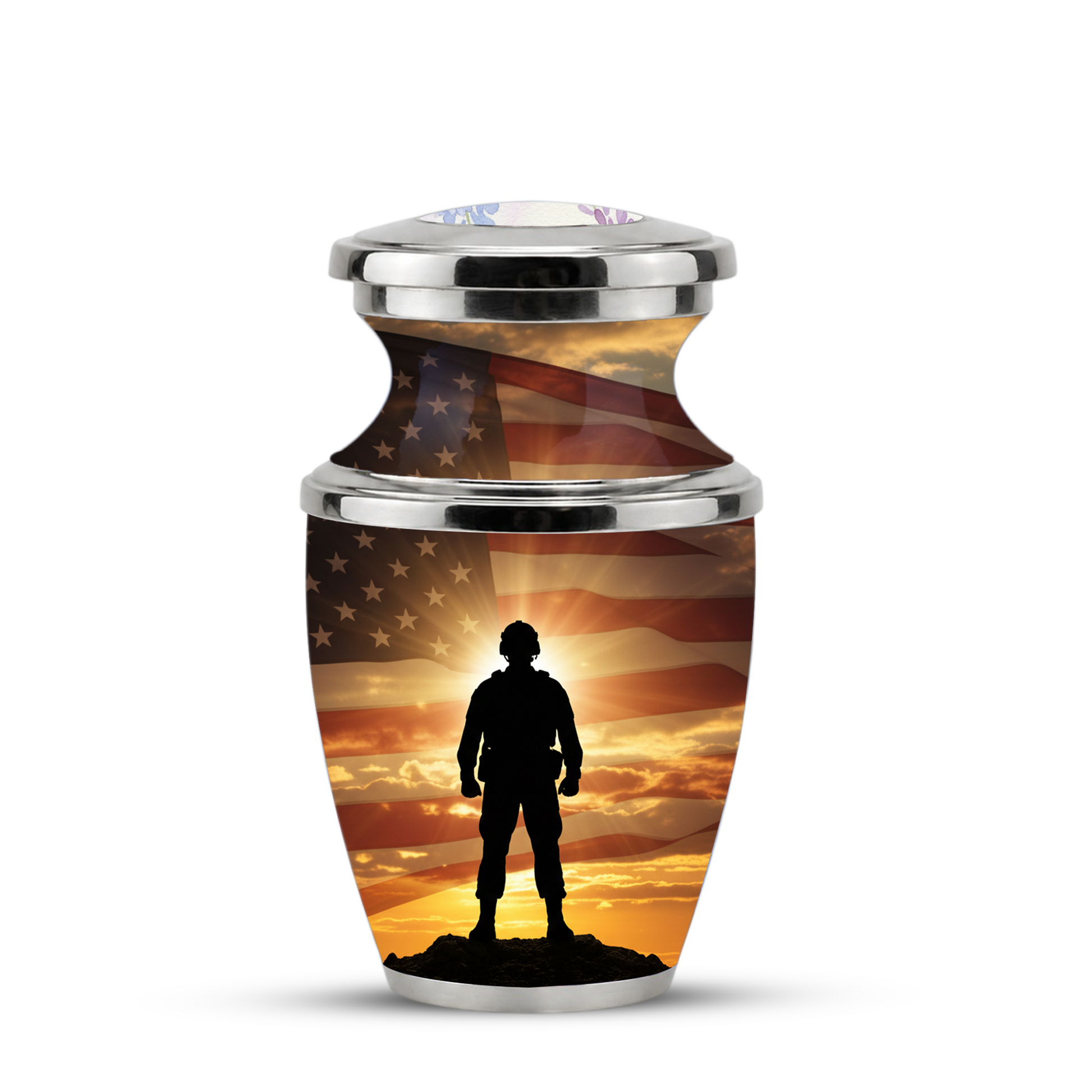Military Veteran Cremation Urn for Dad, Patriotic American Flag Memorial Urn for Father