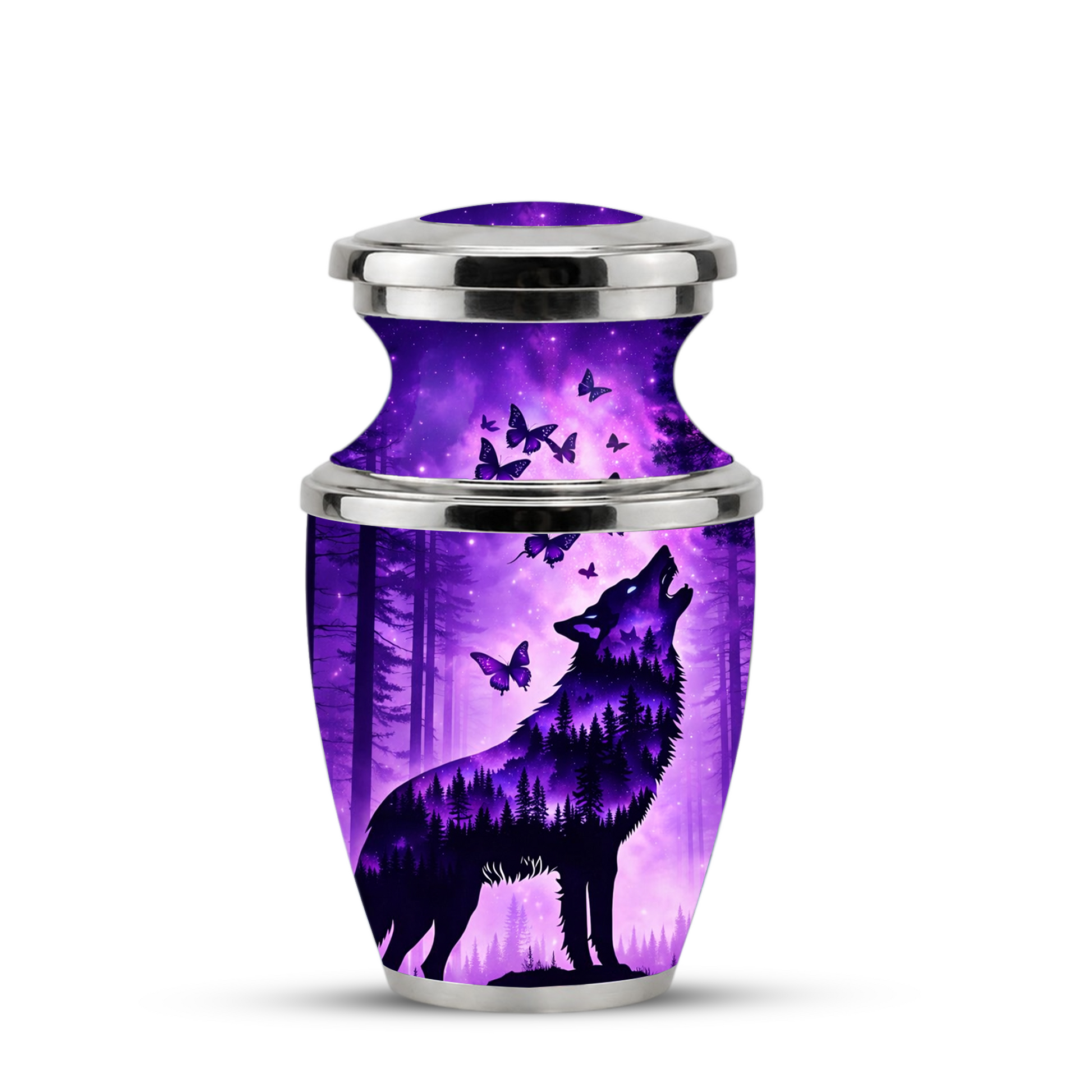 Purple Wolf Cremation Urn for Dad, Wolf Memorial Urn for Men, Wildlife Keepsake Ashes Urn for Father