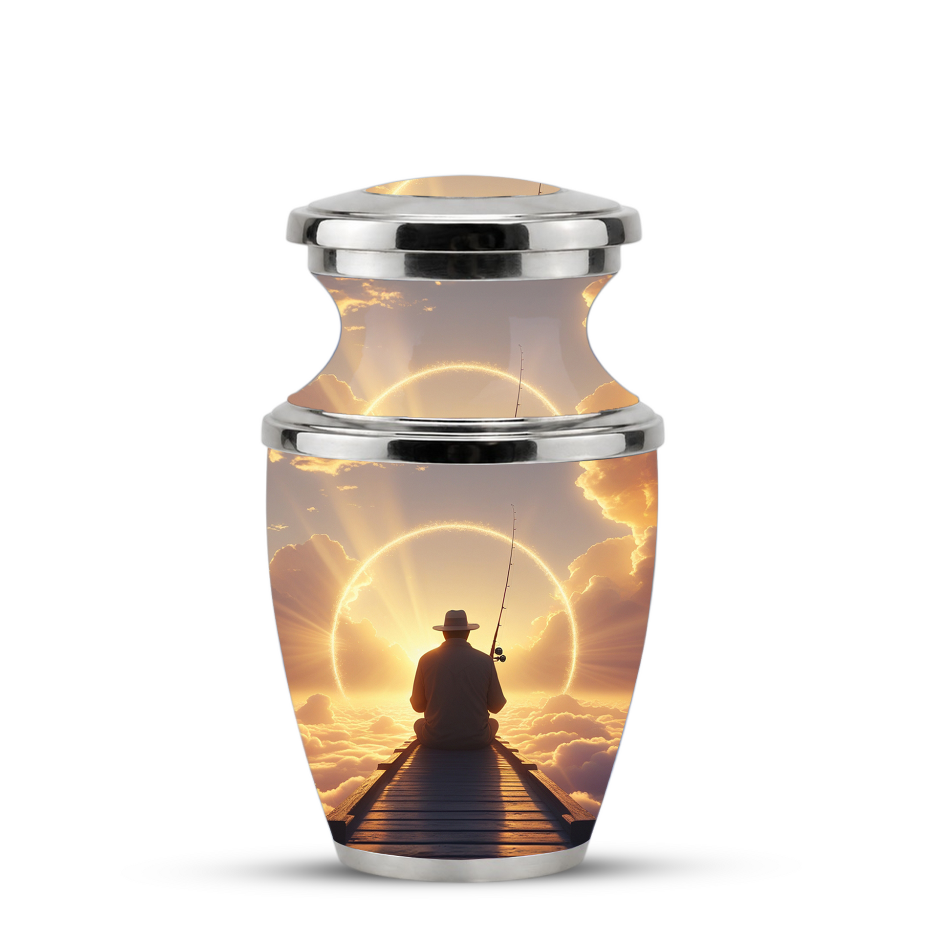 Fishing in Heaven Funeral Urn for Dad - Custom Keepsake Memorial Urns for Male Ashes