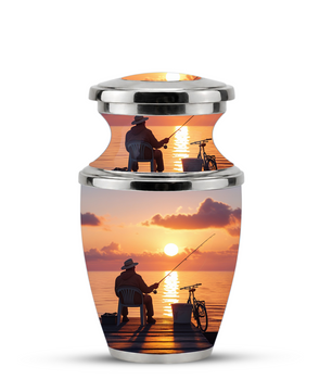 Gone Fishing Cremation Urn for Dad, Personalized Fisherman Funeral Urn for Male