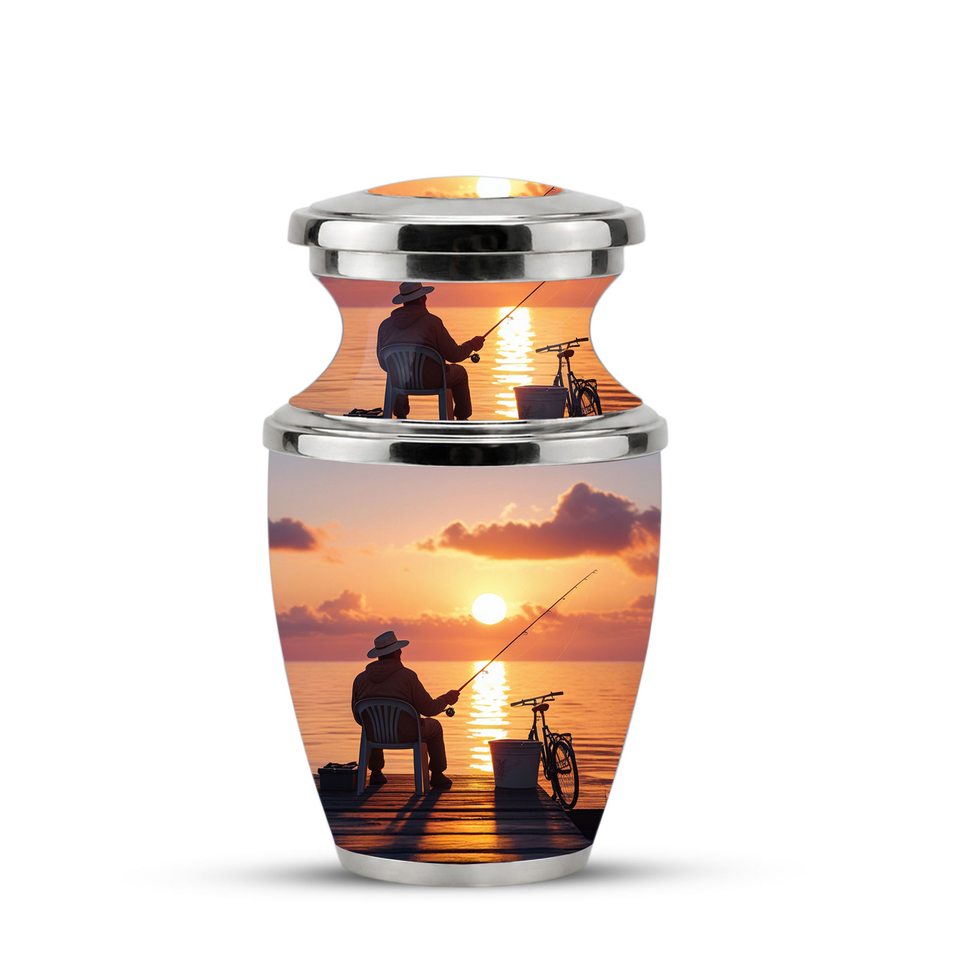 Gone Fishing Cremation Urn for Dad, Personalized Fisherman Funeral Urn for Male