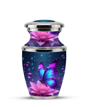 Blue Butterfly Cremation Urn for Mom, Flower Butterfly Personalized Urn for Human Ashes