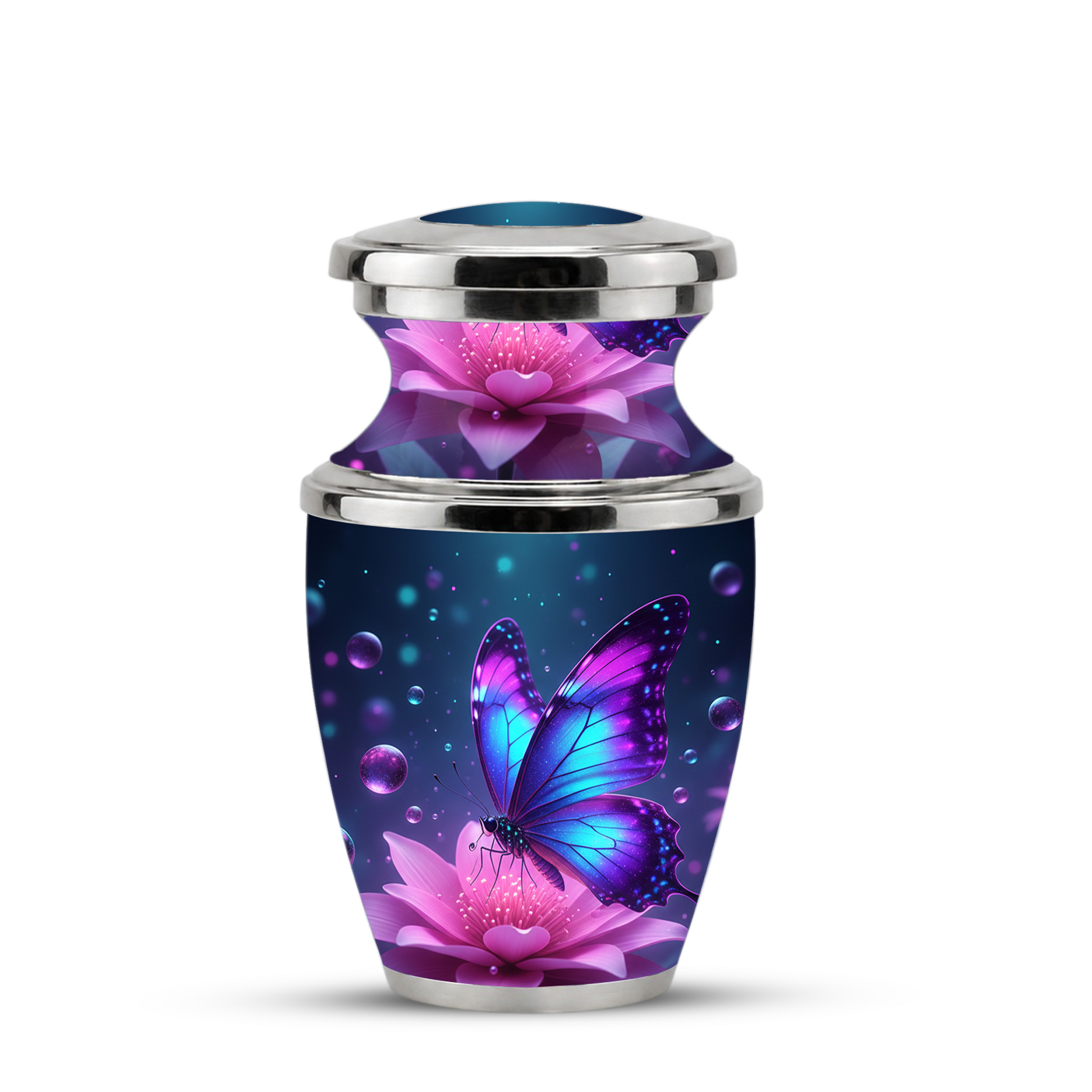 Blue Butterfly Cremation Urn for Mom, Flower Butterfly Personalized Urn for Human Ashes