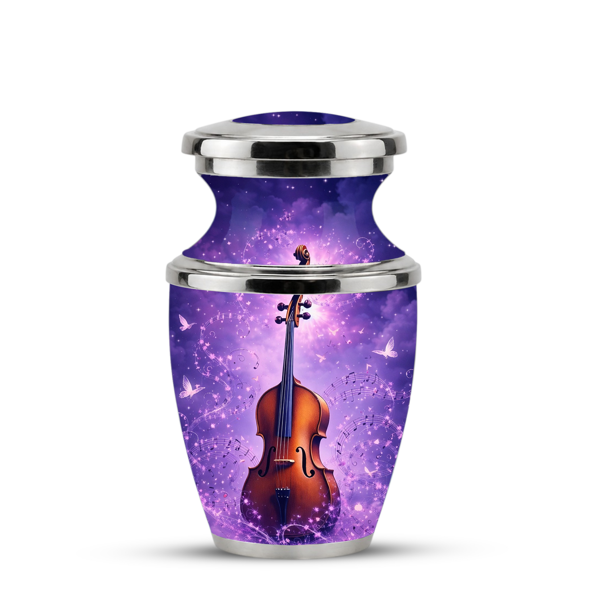 Purple Violin Cremation Urn for Mom and Dad, Musical Memorial Urn for Male and Female