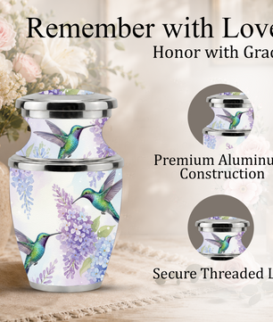 Green Hummingbird Cremation Urn - Couple Humming Bird Urn For Companion
