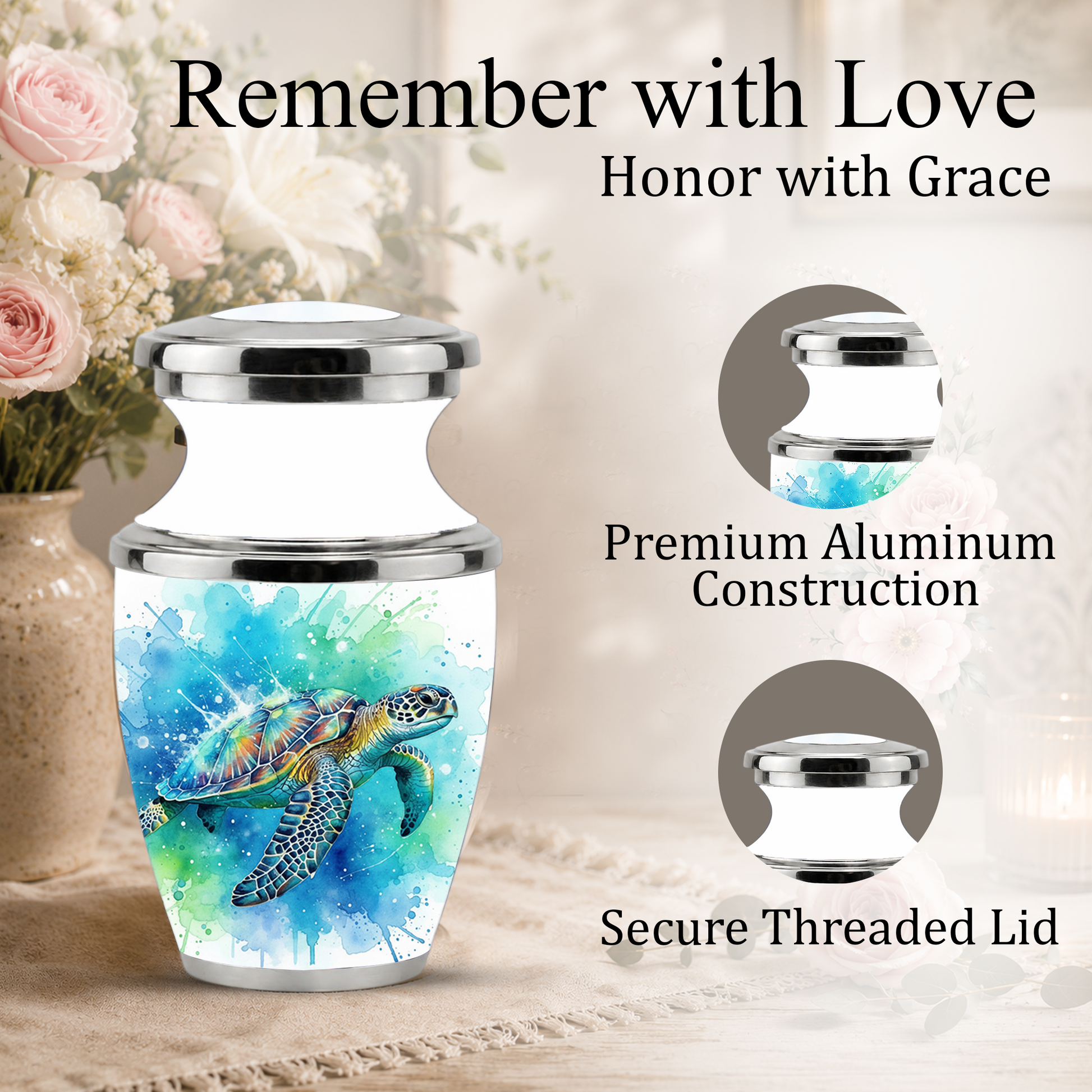 Sea Turtle Cremation Urn for Human Ashes, Personalized Urn for Human Ashes