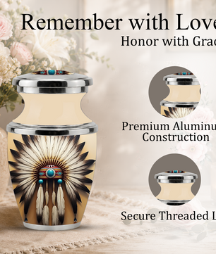 Native American Western Cremation Urn for Dad & Mom, Personalized Memorial Urn
