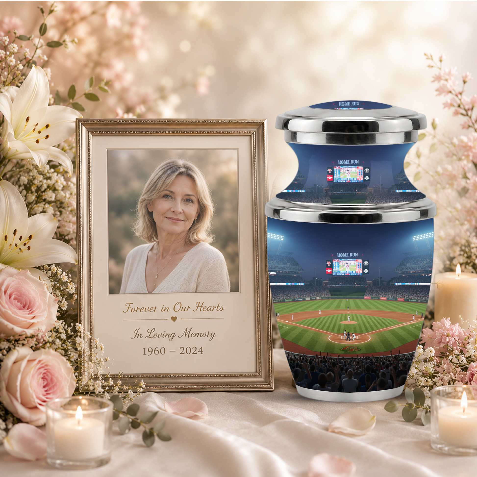 Baseball Stadium Cremation Urn for Dad, Personalized Urn for Human Ashes Male