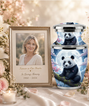 Panda Cremation Urn for Mom, Personalized Moon Memorial Urn for Baby Ashes