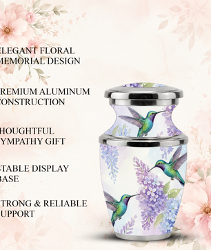 Green Hummingbird Cremation Urn - Couple Humming Bird Urn For Companion