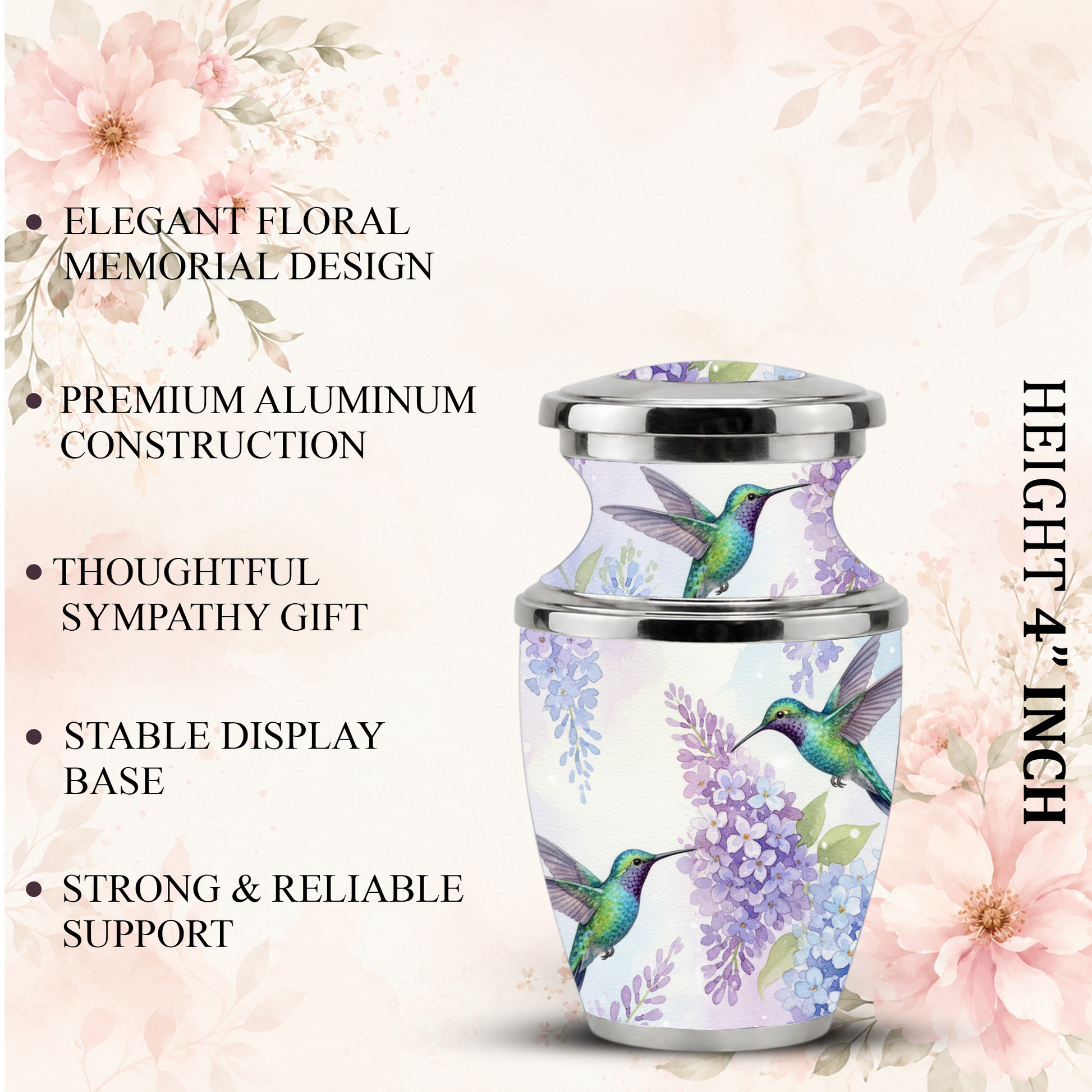 Green Hummingbird Cremation Urn - Couple Humming Bird Urn For Companion