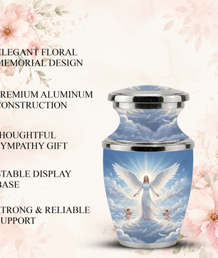 Guardian Angel Cremation Urn for Mom, Personalized Angel Memorial Urn for Human Ashes