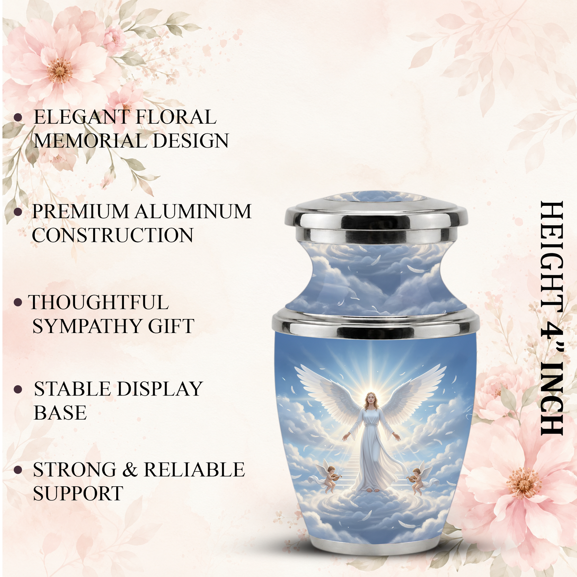 Guardian Angel Cremation Urn for Mom, Personalized Angel Memorial Urn for Human Ashes
