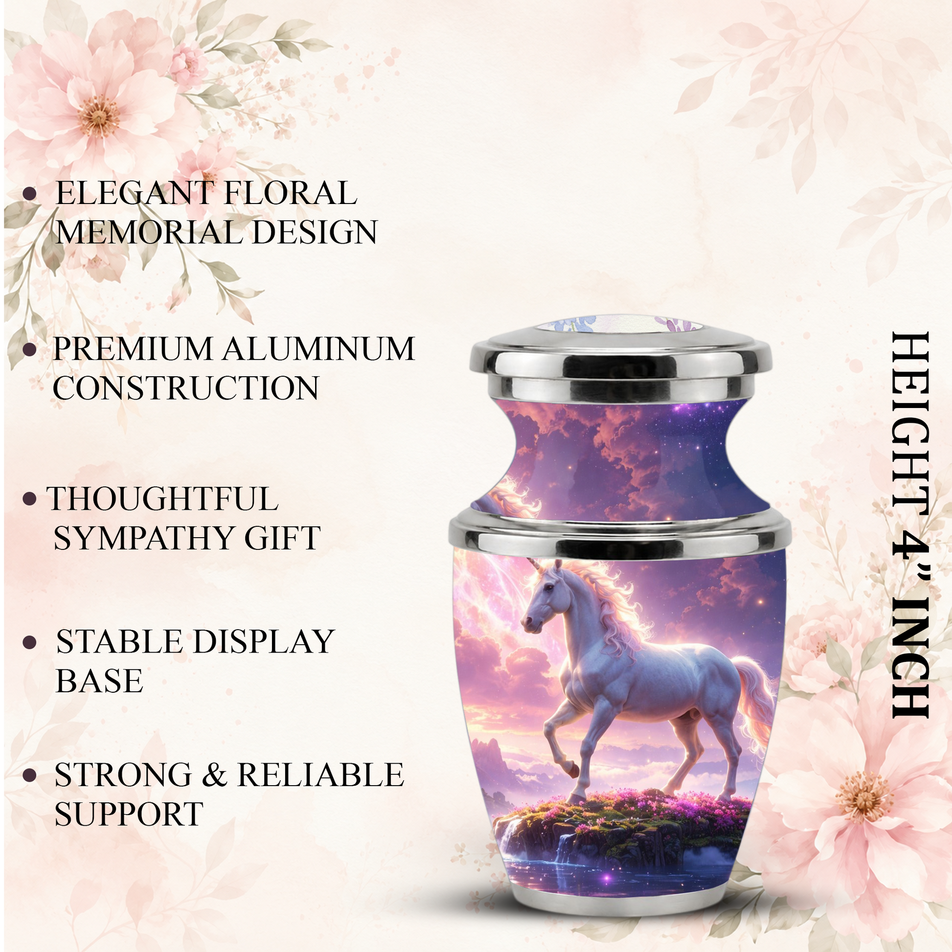 Unicorn Cremation Urn for Female, Personalized Memorial Urn for Women