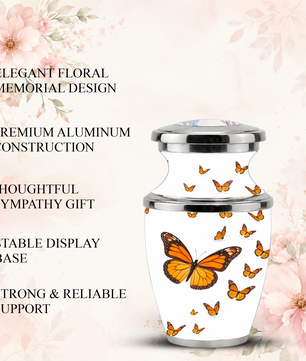 Monarch Butterfly Cremation Urn for Mom, Butterfly Memorial Urn for Women