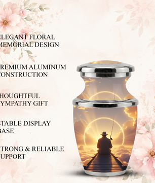 Fishing in Heaven Funeral Urn for Dad - Custom Keepsake Memorial Urns for Male Ashes