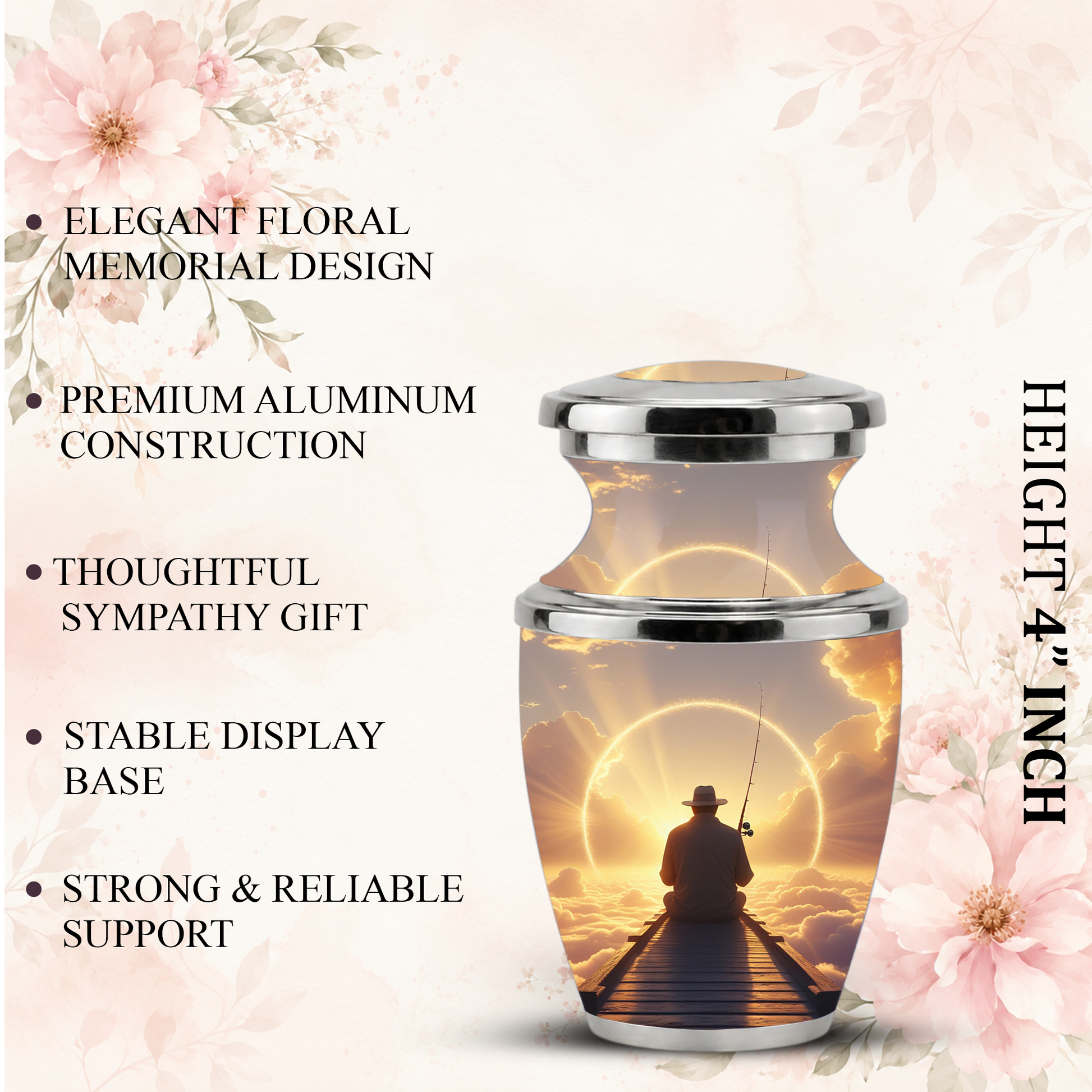 Fishing in Heaven Funeral Urn for Dad - Custom Keepsake Memorial Urns for Male Ashes