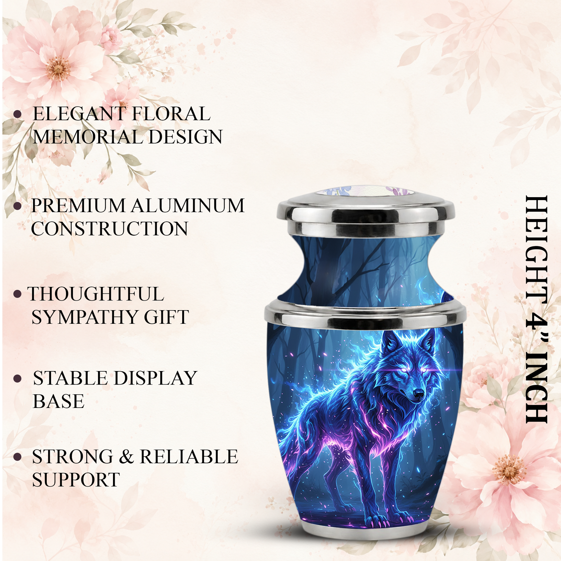 Wolf Cremation Urn for Human Ashes, Personalized Memorial Urn for Men