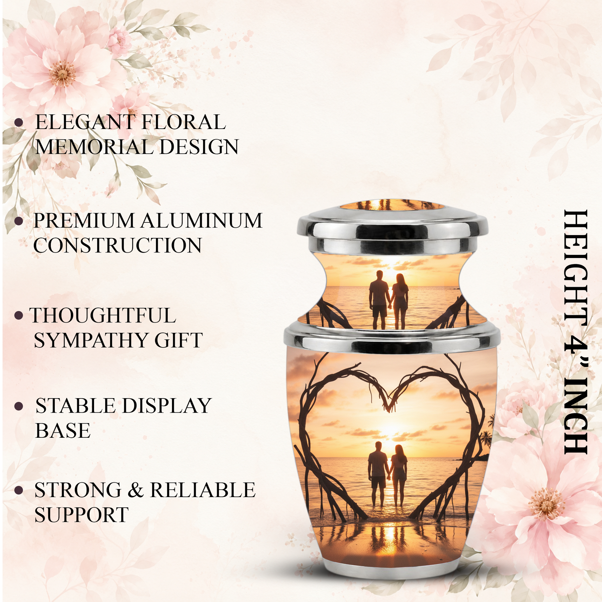 Companion Beach Sunset Memorial Urn for Ashes, Cremation Urn For Couple