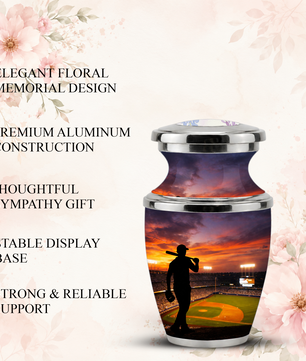 Baseball Player Cremation Urn for Dad, Personalized Baseball Memorial Urn for Son