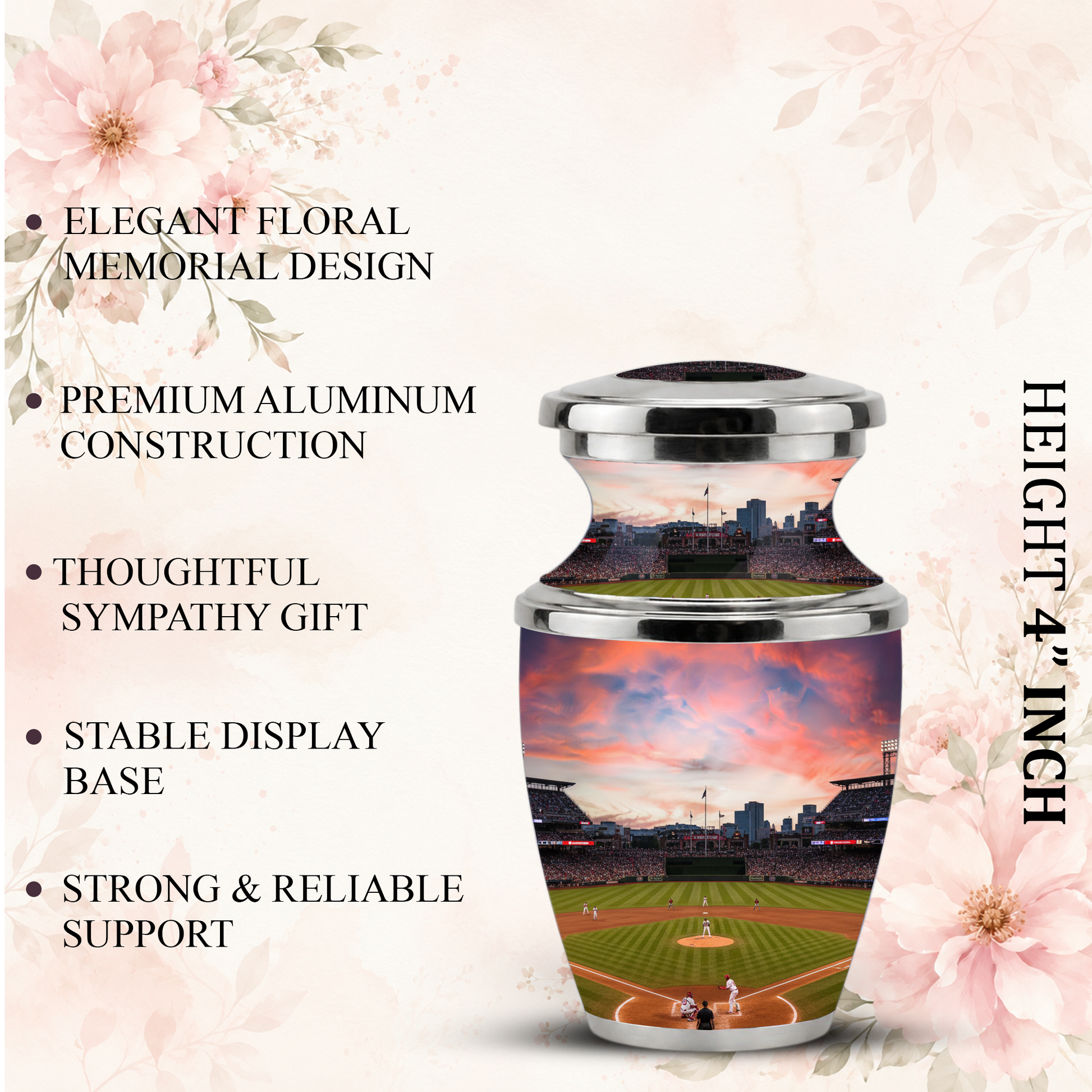 Unique Baseball Cremation Urn for Dad, Custom Baseball Modern Urn for Human Ashes