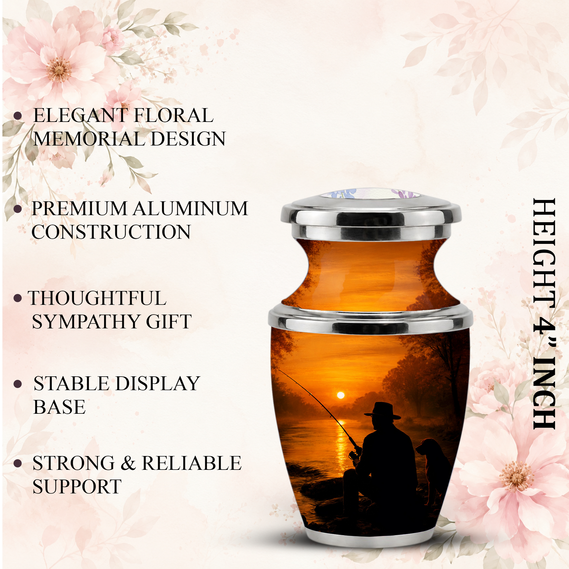 Personalized Fishing Cremation Urn for Male, Fishing Memorial Urn for Father