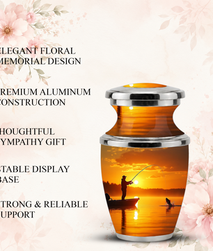 Gone Fishing Memorial Urn for Dad, Personalized Hunting Themed Urn for Human Ashes