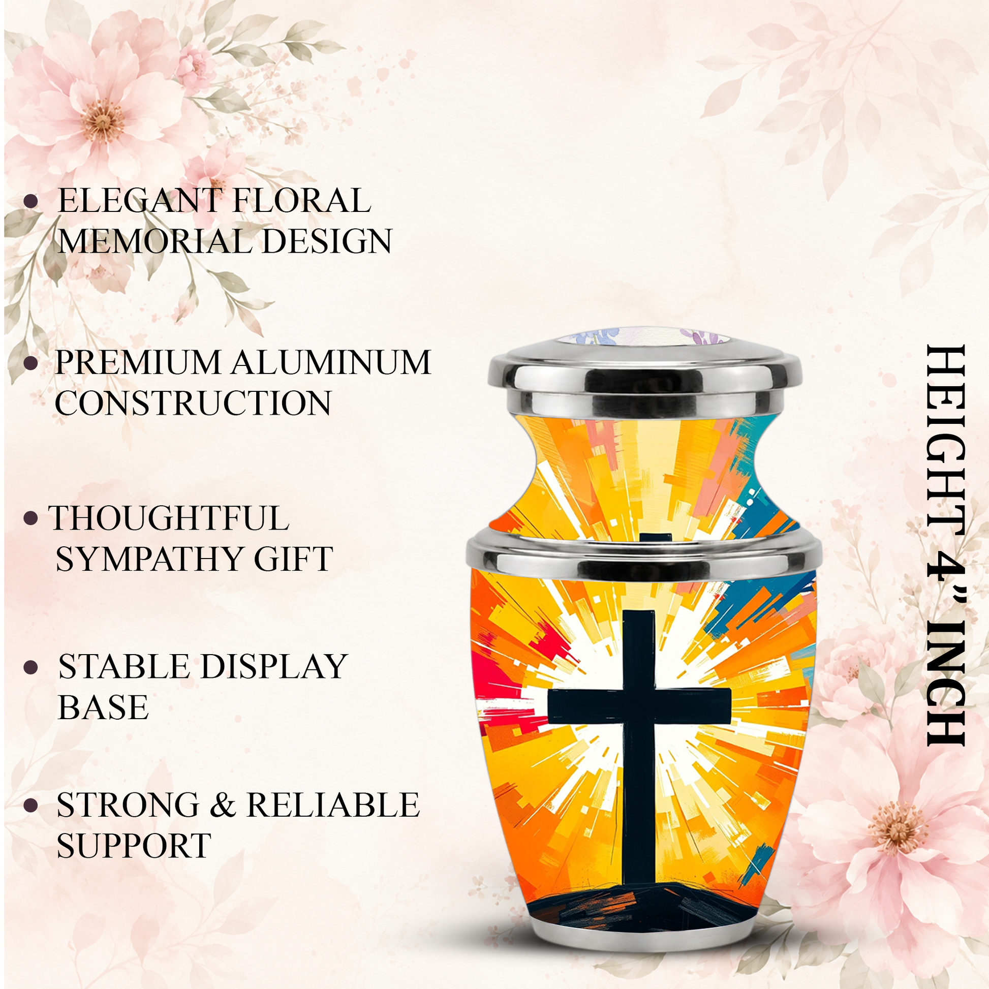 Religious Cross Cremation Urn for Men & Women, Personalized Christian Memorial Urn