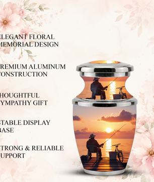 Gone Fishing Cremation Urn for Dad, Personalized Fisherman Funeral Urn for Male