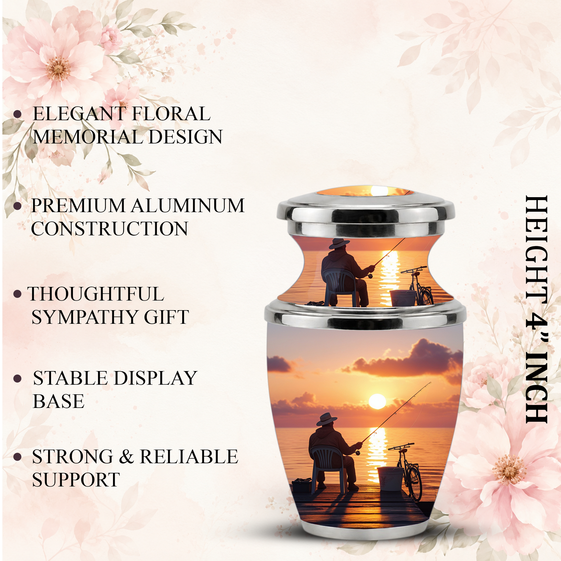 Gone Fishing Cremation Urn for Dad, Personalized Fisherman Funeral Urn for Male