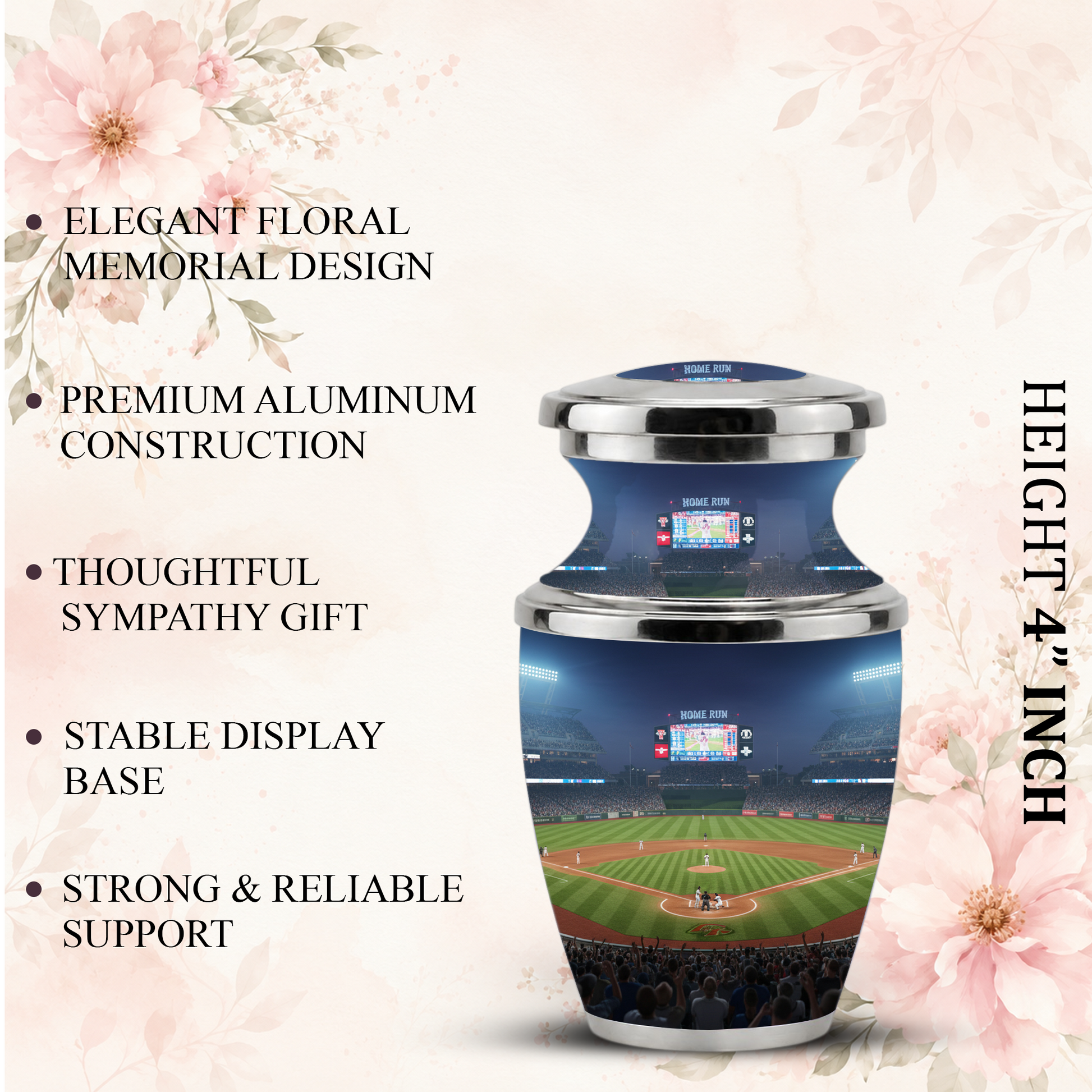 Baseball Stadium Cremation Urn for Dad, Personalized Urn for Human Ashes Male
