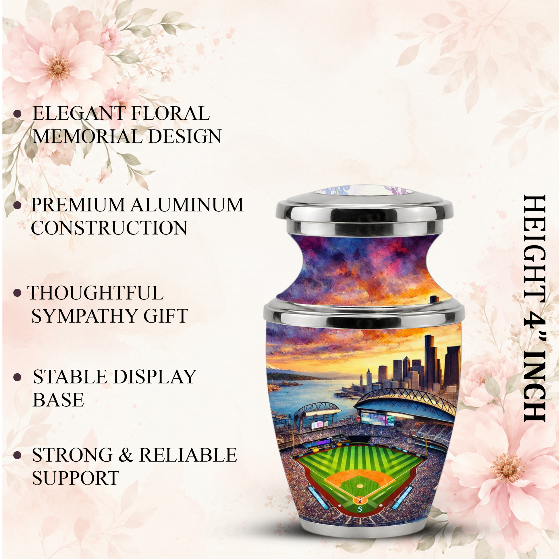 Customizable Baseball Stadium Cremation Urn for Men - Custom Baseball Ashes Urn