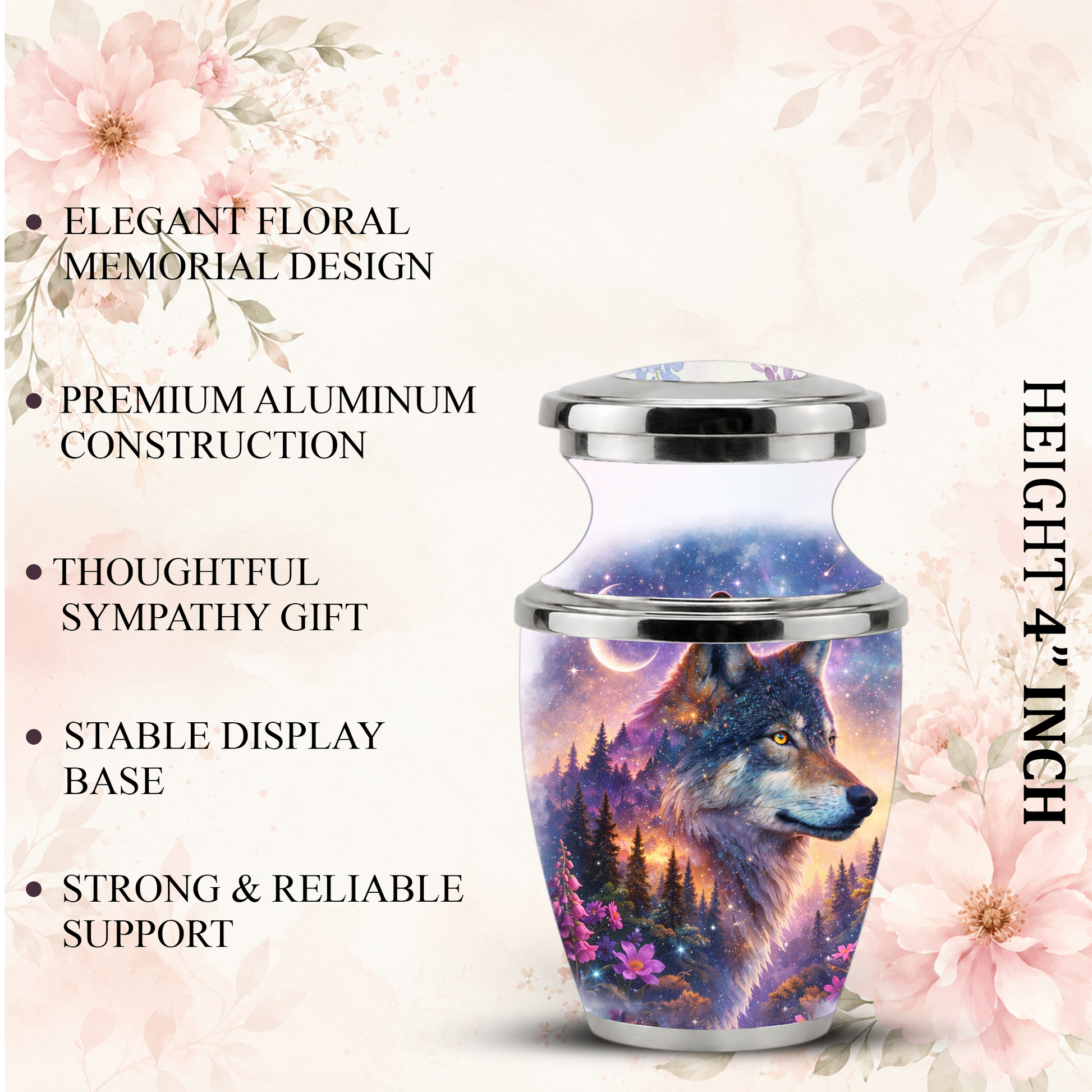 Wolf Cremation Urn for Dad, Wolf Memorial Urn for Men, Personalized Keepsake Ashes Urn