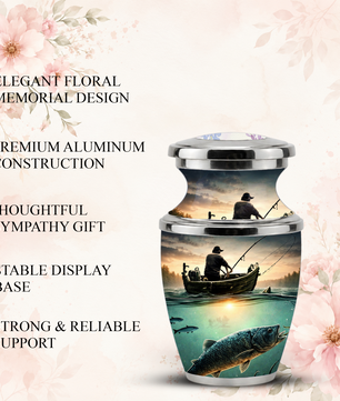 Fishing Cremation Urn for Dad, Personalized Fisherman Memorial Urn for Male Ashes