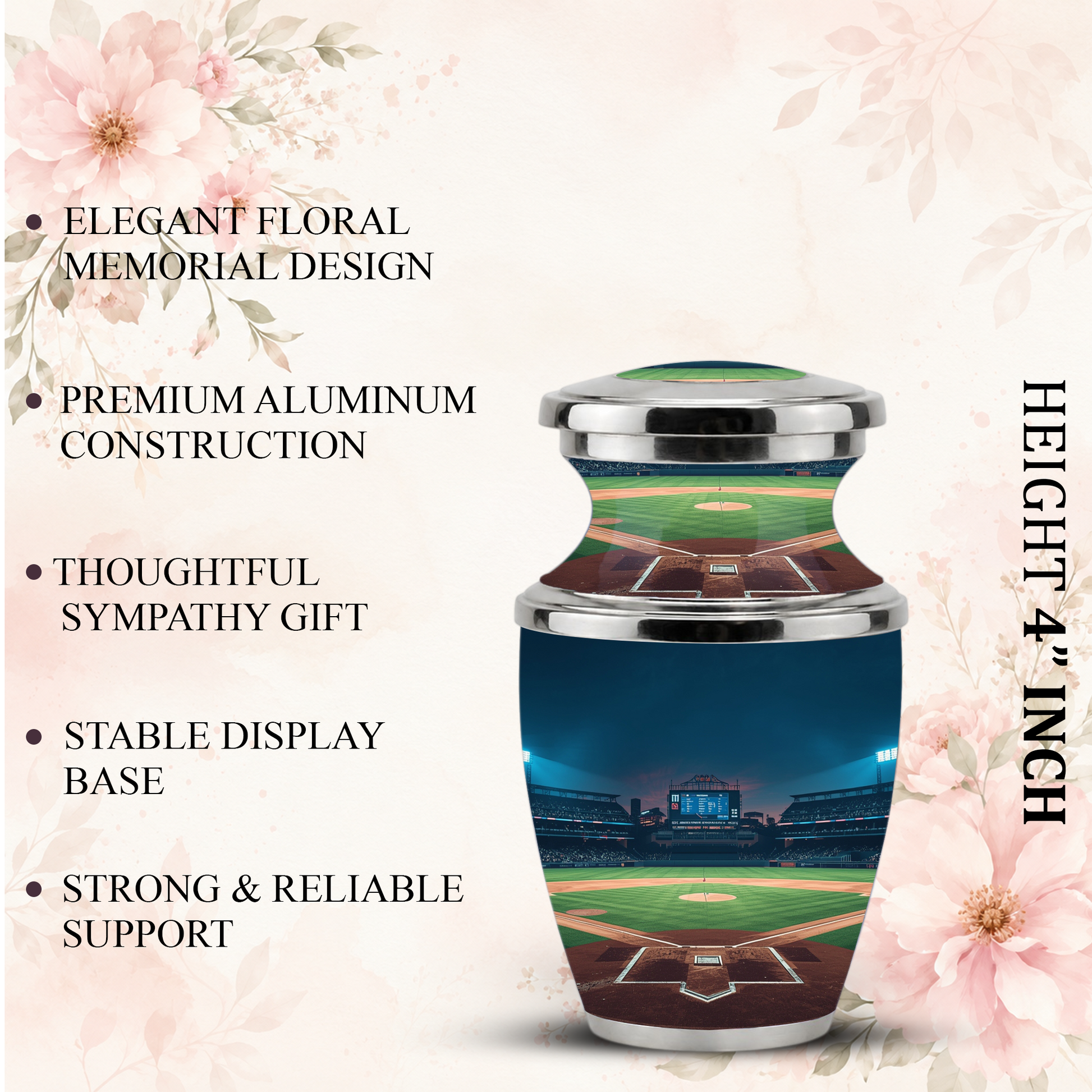 Baseball Cremation Urn for Dad, Personalized Baseball Urn for Human Ashes, Baseball Stadium