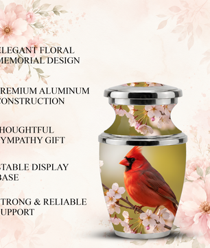 Red Cardinal Cremation Urn, Cardinal Memorial Urn for Human Ashes
