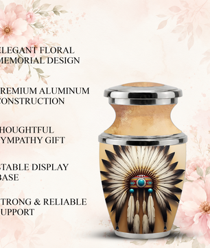 Native American Western Cremation Urn for Dad & Mom, Personalized Memorial Urn