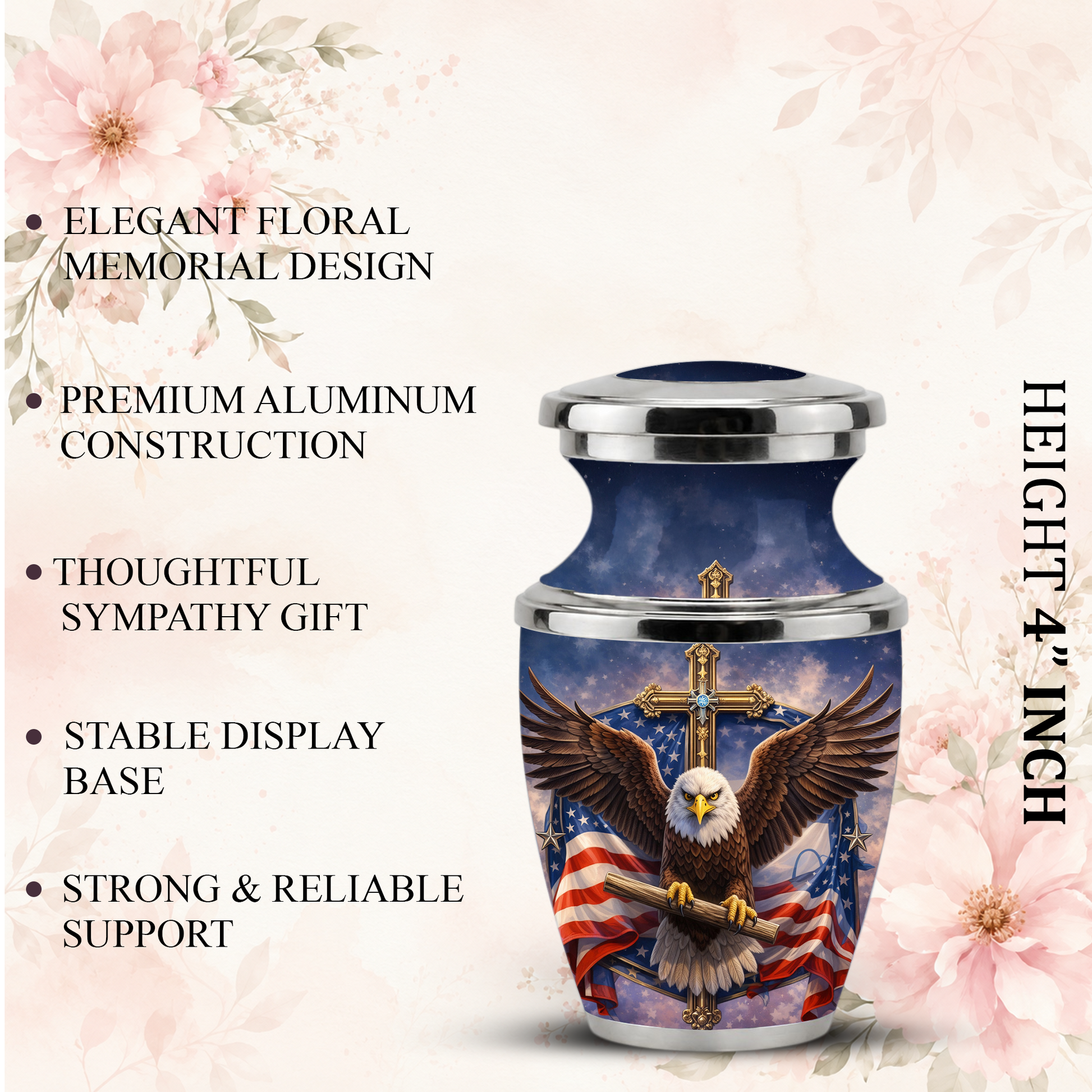 Eagle American Flag Cremation Urn for Dad, Patriotic Memorial Urn for Father, Military Keepsake
