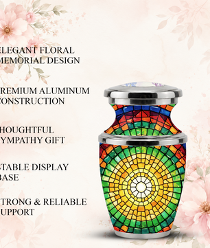 Stained Glass Cremation Urn for Human Ashes, Personalized Memorial Urn for Adult