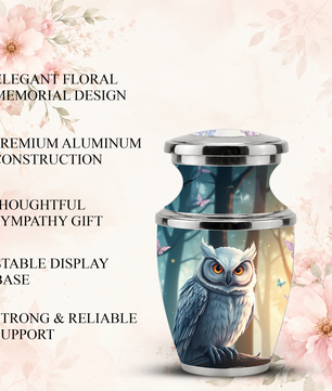 Owl Cremation Urn for Men & Women - Personalized Ashes Container for Adults