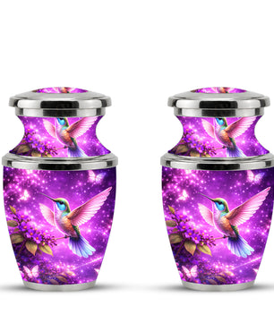Purple Hummingbird Cremation Urn for Mom, Urn for Human Ashes, Memorial Urn for Mother